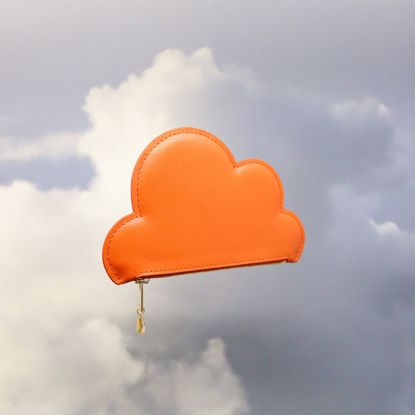 Leather Cloud Wallet - Orange