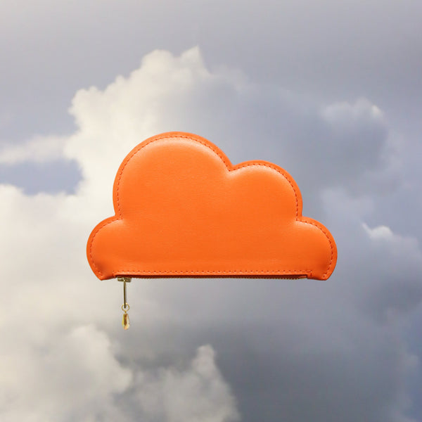 Leather Cloud Wallet - Orange