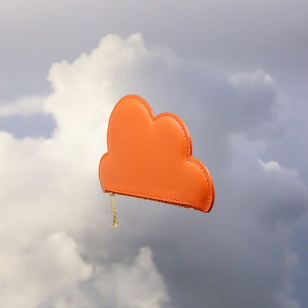 Leather Cloud Wallet - Orange