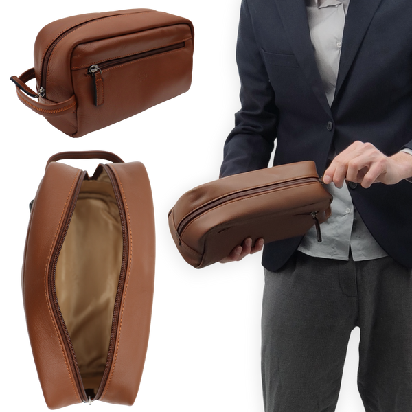Exclusief Leren Toilettas Heren - Toilettas Mannen - Toilettas Unisex - Toilettas