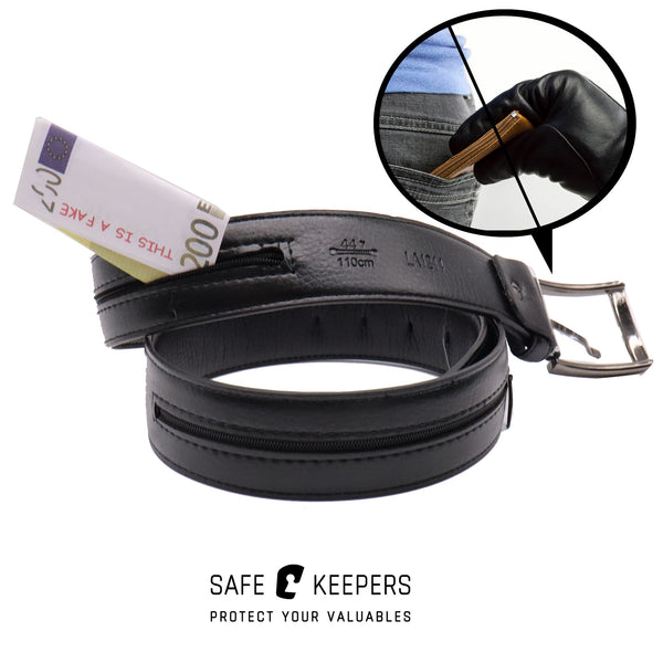 Geldriem - Moneybelt - Riem Met Rits - 2 Stuks - Zwart