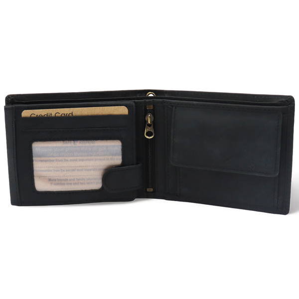 Portemonnee Met Ketting - Xl Biker Wallet - Wallet Chain - Extra Uitgebreid - Grote Portemonnee - Rund Leer - Rfid Skimm Protected - Leder