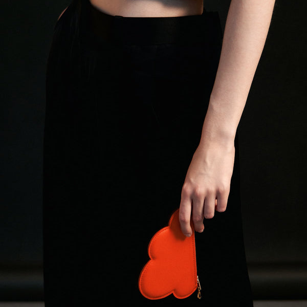 Leather Cloud Wallet - Orange