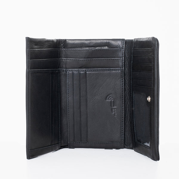 Leather Wallet NK305 (RFID Blocking) – Black