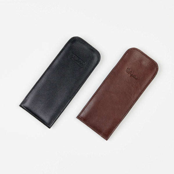 Full-leather glasses case with snap fastener