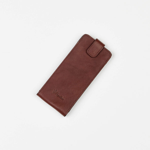 Full-leather glasses case with snap fastener