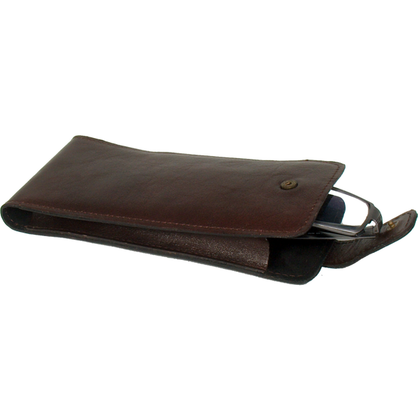 Full-leather glasses case with snap fastener
