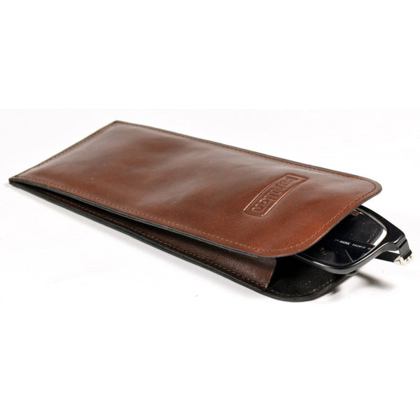 Full-leather glasses case with snap fastener